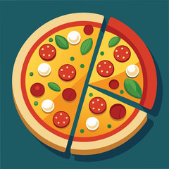Delicious Pizza Food Vector Illustration: Fresh, Tasty Pizza Design on White Background