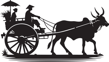 Fototapeta premium bullock cart silhouette victor design .