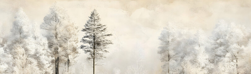 Nostalgic winter wallpaper with snowy trees and a cozy vintage aesthetic AI Generated
