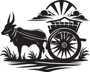 Fototapeta premium bullock cart silhouette victor design .