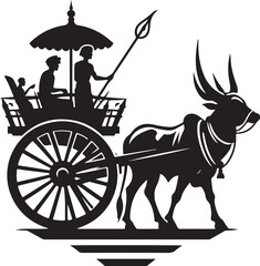 Fototapeta premium bullock cart silhouette victor design .