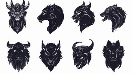 Wolf silhouette collection. Logo set.