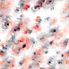 Hand drawn floral pattern. Seamless botany background. Lipstick red, blue charcoal and coral colors.