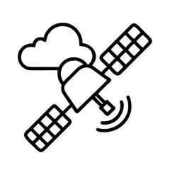 weather satellite icon, weather satellite line art - simple line art of weather satellite, perfect for weather satellite logos and icons