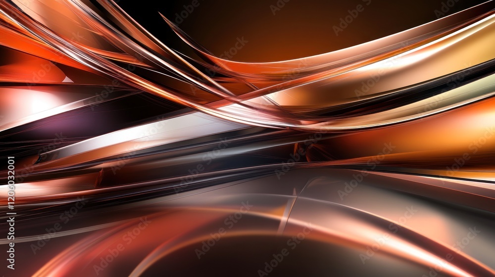 Poster futuristic digital background with smooth, glowing lines, metallic textures, and angular shapes, ref