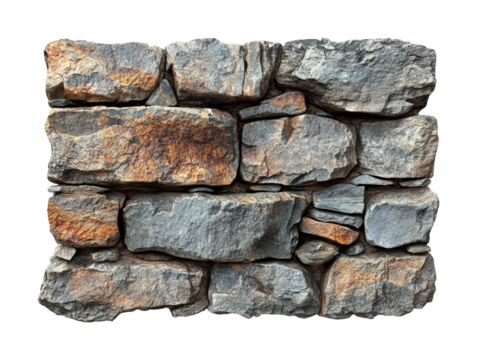 Large stone wall signboard with rustic texture architectural detail outdoor setting captured in natural light isolated on transparent background