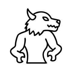 werewolf icon, werewolf line art - simple line art of werewolf, perfect for werewolf logos and icons