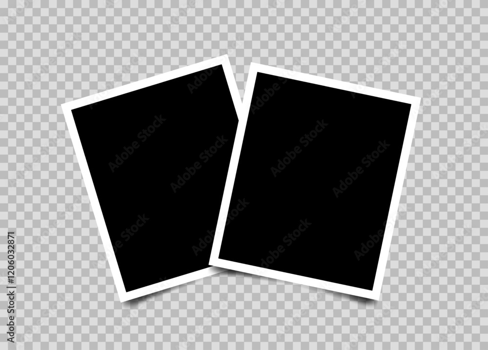 Poster realistic duo photo frame isolated on transparent background.