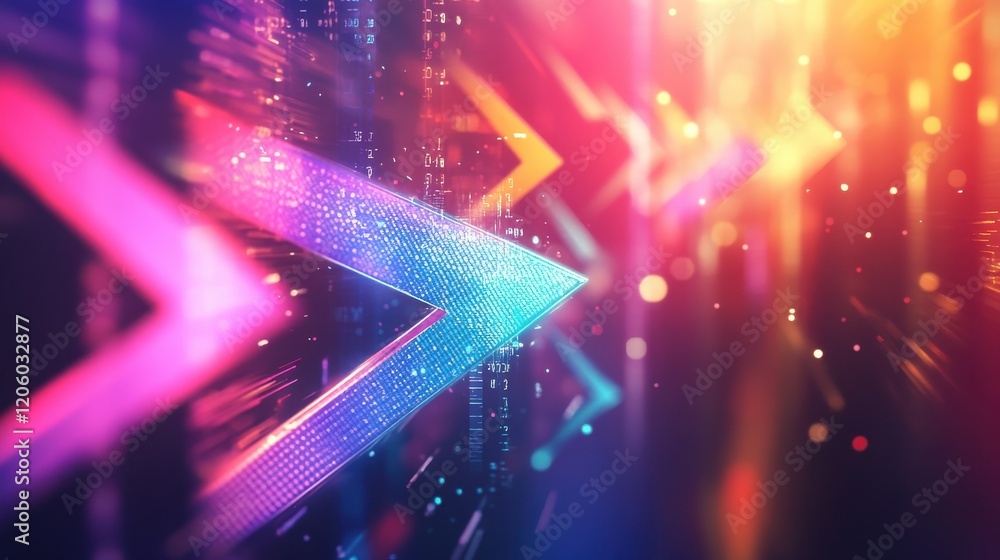 Poster abstract colorful arrow on blur background. business concept. abstract background with graphs and ch