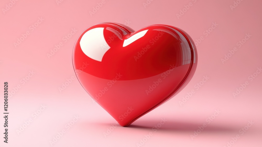 Poster valentine concept 3d red heart in speech bubble object isolated on pink background for graphic decor