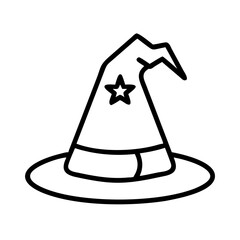 wizard hat icon, wizard hat line art - simple line art of wizard hat, perfect for wizard hat logos and icons