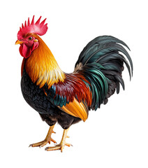 Fototapeta premium Vibrant rooster display animal composition creative environment dynamic viewpoint artistic concept isolated on transparent background