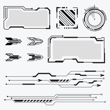 HUD Futuristic Interface Elements, streetwear design elements