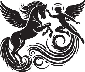 horse angel silhouette victor design.