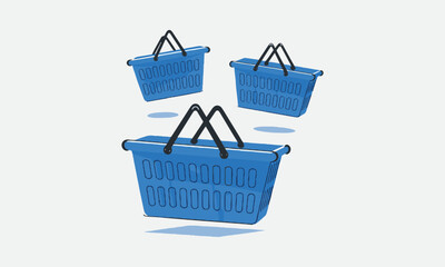 Fototapeta premium Vector-style illustration sets of colorful shopping baskets, easily editable.