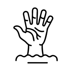 Obraz premium zombie hand icon, zombie hand line art - simple line art of zombie hand, perfect for zombie hand logos and icons