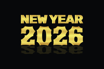 Happy New Year 2026 Luxurious and gold color with black background 