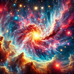 Fototapeta premium Cosmic Galaxy with Vibrant Nebulas
