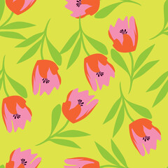 Beautiful seamless floral pattern with watercolor summer flowers. Stock illustration.