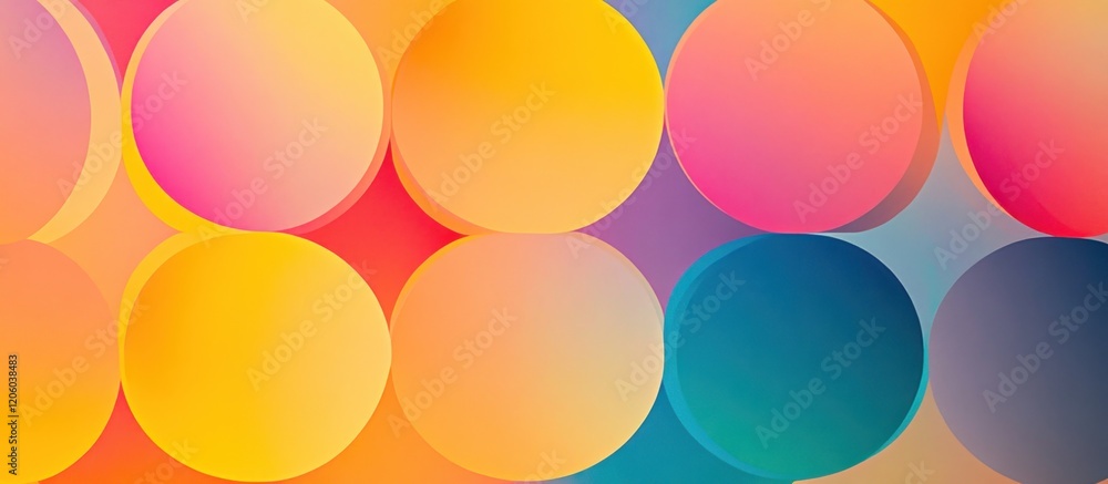 Aufkleber geometric circles arranged in a repeating pattern, vibrant gradient fills, creating movement and ene