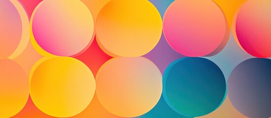 Geometric circles arranged in a repeating pattern, vibrant gradient fills, creating movement and energy through color 