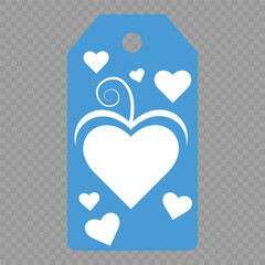 Set of gift or price tags shapes with hearts and love. Realistic Cardboard label,tags,shopping gift card with string collection. Vector templates for cutting. Valentine's Day tag stencils.