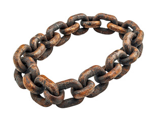 Obraz premium Rusty steel chain industrial object minimalist design view vintage aesthetic for creative projects isolated on transparent background