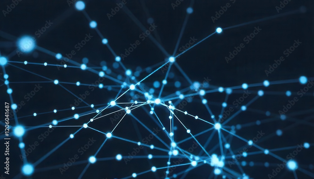 Poster abstract digital network: glowing nodes and lines representing data flow and connectivity