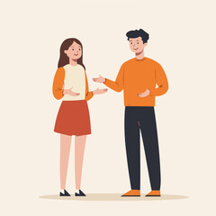 man and woman inviting gesture modern concept