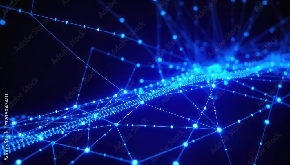 Poster abstract digital network with glowing blue nodes and lines