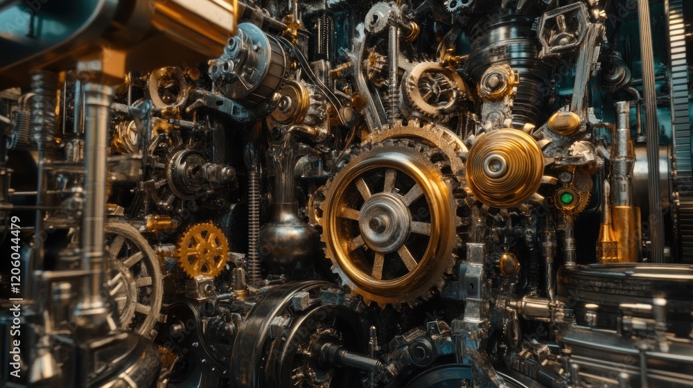 Aufkleber intricate clockwork mechanism: a mesmerizing display of gears, cogs, and metallic artistry.