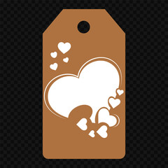 Set of gift or price tags shapes with hearts and love. Realistic Cardboard label,tags,shopping gift card with string collection. Vector templates for cutting. Valentine's Day tag stencils.