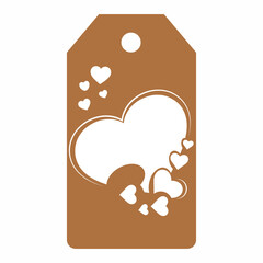Set of gift or price tags shapes with hearts and love. Realistic Cardboard label,tags,shopping gift card with string collection. Vector templates for cutting. Valentine's Day tag stencils.