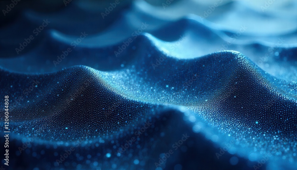 Fototapete Abstract Blue Particle Landscape: A Digital Dreamscape of Undulating Forms and Luminous Depth