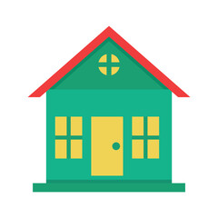 A flat-style modern minimalist clipart house icon. Abstract suburban colorful home illustration. A compact and clean vector of a house in shades of teal, perfect for branding, brochures, and advertise