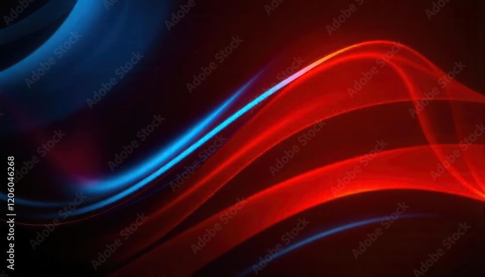 Poster abstract dynamic red and blue light trails on dark background