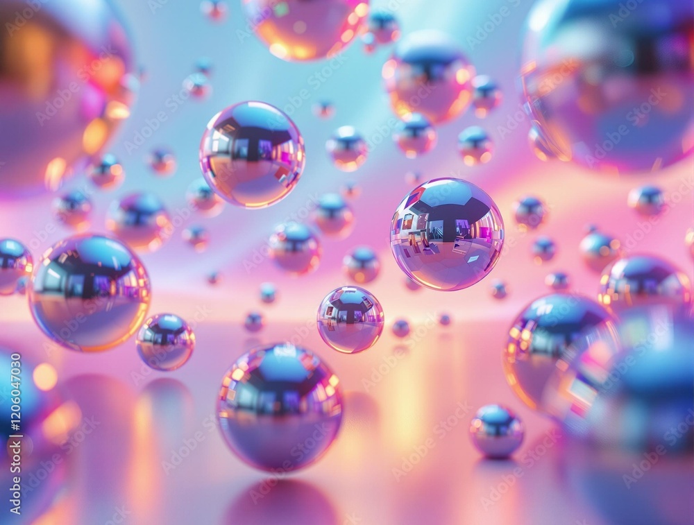Poster a vibrant and colorful background with a mix of blue, pink, and purple hues. the surface is reflecti
