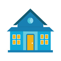 A flat-style modern minimalist clipart house icon. Abstract suburban colorful home illustration. A compact and clean vector of a house in shades of teal, perfect for branding, brochures, and advertise