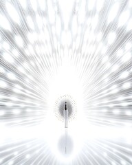 Obraz premium A peacock with an intricate feather design fanned out in full splendor, glowing beautifully on the white backdrop