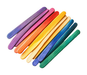 Colorful rainbow popsicle sticks for creative projects and arts vibrant palette for diy enthusiasts isolated on transparent background
