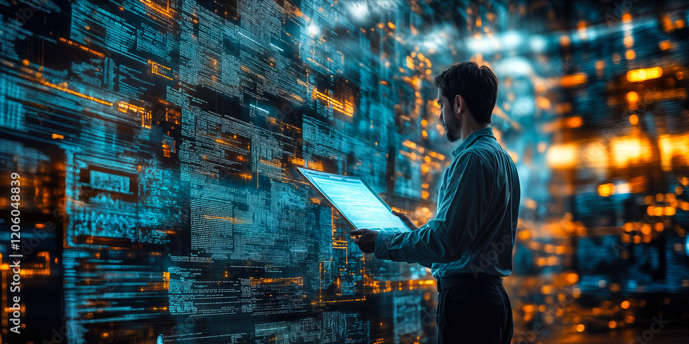 Poster ai-driven document management system enhancing efficiency in data retrieval and categorization