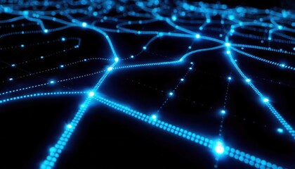 Fototapeta premium Abstract Glowing Blue Network Visualization on Dark Background