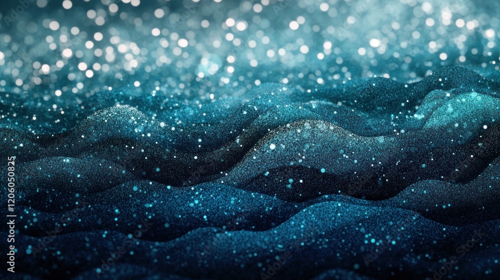 Aufkleber abstract gradient with shimmering particles transitioning from dark navy to teal softly