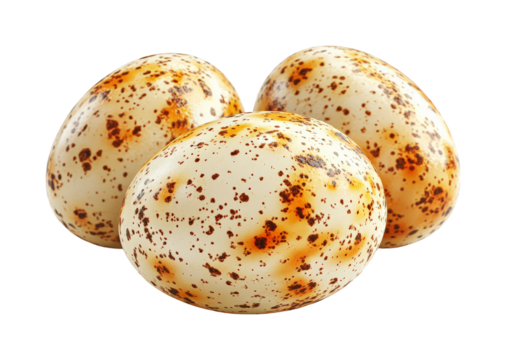 Quail eggs displayed in a studio setting food minimalist environment close-up view generative concept isolated on transparent background