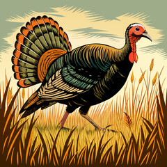 Vector illustration on a graphic tablet. Hand drawing. Silhouette of turkeys.  Hand drawn underwater element design. Artistic vector marine design element.