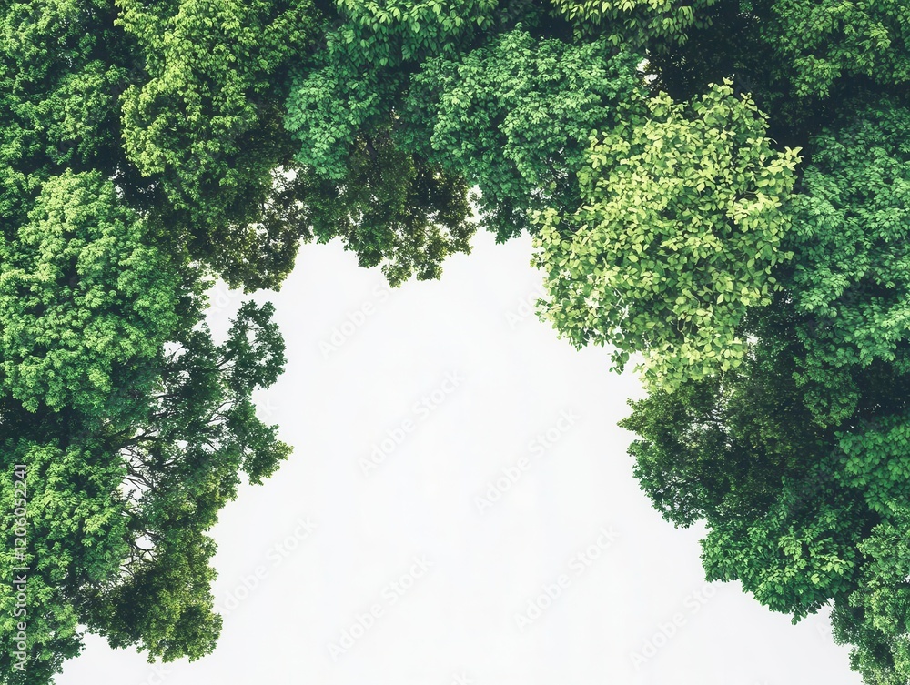 Poster aerial view of lush green tree canopy with intricate branch patterns, detailed 3d rendering with rea