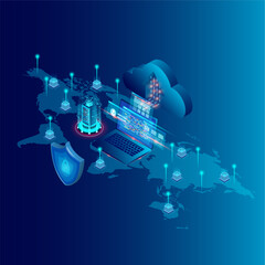 Obraz premium Cloud Technology Website Illustration Vector Design