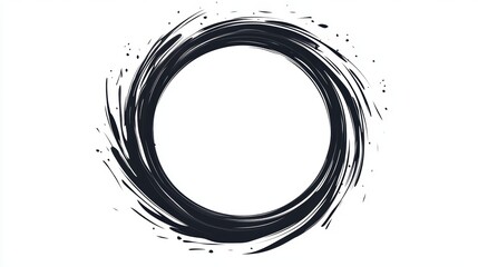 Circular Abstract Design with Artistic Brush Stroke Elements for Creative Projects