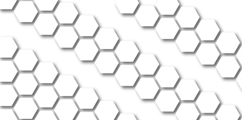 Abstract seamless honeycomb hexagon background. Geometric texture white gray pattern design.
