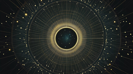 Abstract  background with Colorful circle lines. Digital future technology . Abstract business connection of lines from nodes innovation of communication in the network.